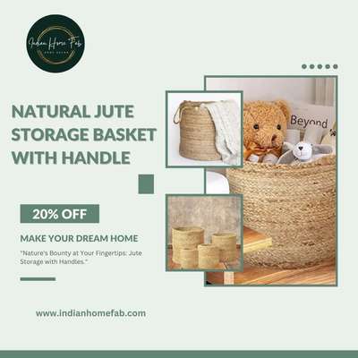 Elevate Your Home's Charm with Indian Home Fab!

Introducing our Natural Jute Storage Basket with Handle, a versatile and eco-friendly addition to your home decor.Transform your home with the rustic elegance of Indian Home Fab. #IndianHomeFab #NaturalJuteBasket #HomeDecor #EcoFriendlyLiving" #decorshopping