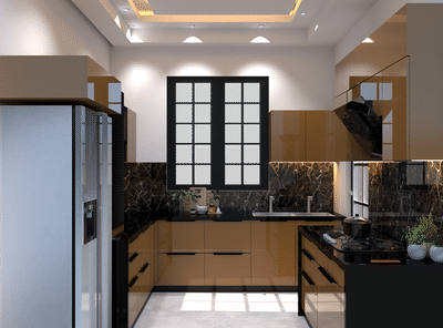 Modular kitchen 3d designed according to space and needs of my client in Polyglass finish!  #ModularKitchen #KitchenCabinet #KitchenRenovation #KitchenInterior #3d