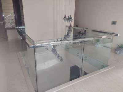 12mm toughened glass ss frame railing