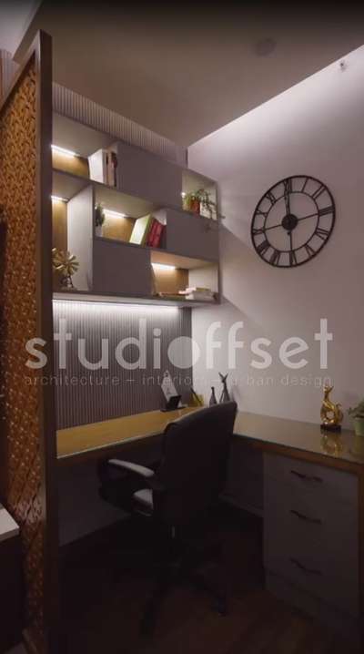 Designed during the pandemic to give the client a cozy space for him to work all day. Diffused lighting to make the corner bright with different storage options both closed and open. L shaped study table with decor to match the theme.
#StudyRoom #studytable #workfromhome #wfh #bookshelf #studyroominterior #studycornerdesign #studyunit #Architect #architecturedesigns #Architectural&Interior #InteriorDesigner #aesthetic #aestheticdesign