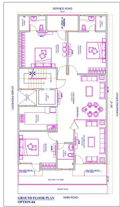 Sketch plan of 30'X60'
4bhk