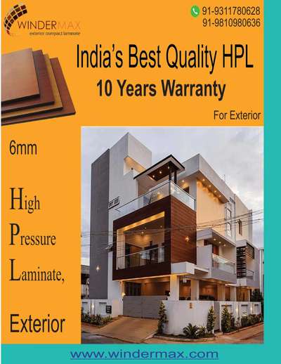 We deal in all types of exterior products 

*HPL wall cladding panels*
*ACP/HPL wall cladding panels*
*WPC wall cladding panels*
*PVC wall cladding panels*
*Aluminium wall cladding panels*
*Colour rivets*
*WPC louvers 

*Dealers and distributors discount also available*

Winder max start Civil Construction work , Interior Execution work Contract , Turnkey project & Collaboration.
We are based in Delhi 
We take project all over India . We execute different types of project as:-
Commercial 
Residencial 
Factories & Industrial. 
Old & New Building, Repair, Renovation & Maintence work .

Any requirement or quary please contact us

www.windermax.com
www.pvcpanelindia.com
www.elegantcontruction.com