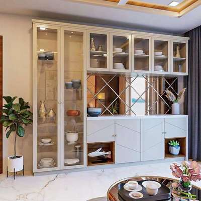 Crockery unit design with mirror panelling