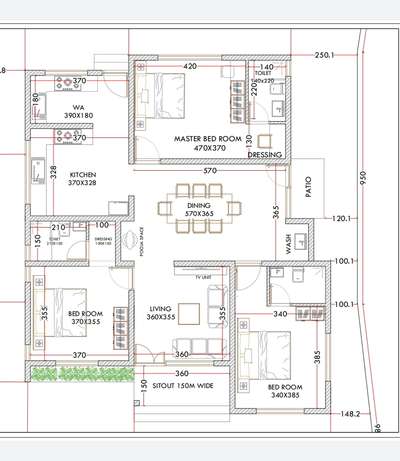 3BHK floor plan