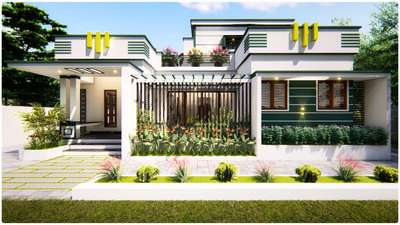 Proposed budget home at Kallumthazham, Kollam  #exteriordesigns  #exterior3D  #lightingdesign  #3d_landscape  #LandscapeGarden