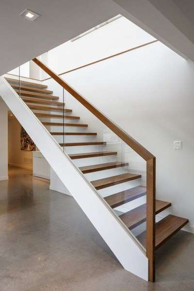 hall wooden and glass railings