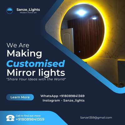 #mirror lights 
price is dependent on size
3²feet - 3000
4²feet - 3800
5² feet - 4500
6² feet - 5100