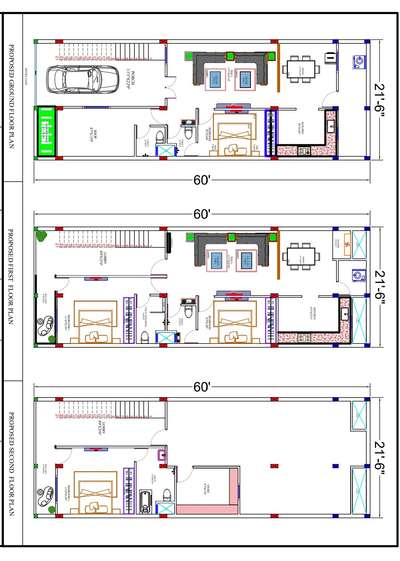 21.6 x 60  # ground #first second floor plan # 1rs sqft# contact