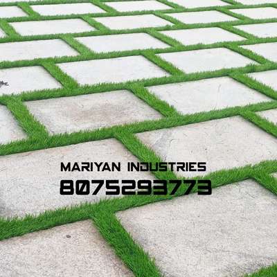Banglore stone 50 mm with artificial grass installation,, #mariyanindustries  #kattapana  #8075293773