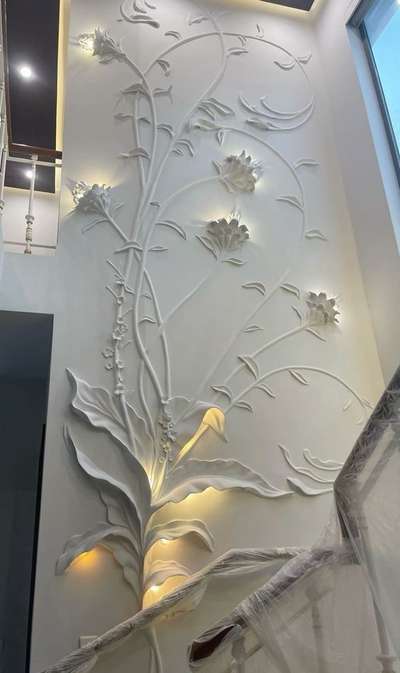 3D  #wall #embossed #plaster #mural #art #InteriorDesigner