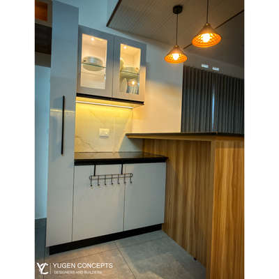 Quiet elegance in every detail ! 
Kitchen interior at Nedupuzha, Thrissur #KitchenInterior #interiordesigners