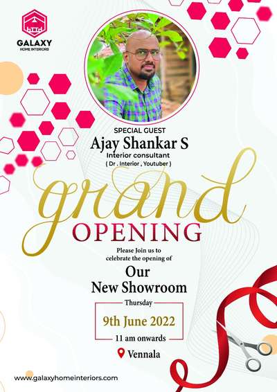 Welcome 🤝🤝🤝🤝

Our first display showroom opens tomorrow at 11.00 am on our AJAYSHANKAR (dr interior, youtube channel).  There should be prayers and blessings for all. 🙏🙏🙏

#galaxyhomeinteriors #interiordesign #customized #kitchendesign #kitchenrenovation #modularkitchendesigns #livingroom #keraladesign #DrInterior #Reflectyourstyle

🌐www.galaxyhomeinteriors.com

🤳 9567177757