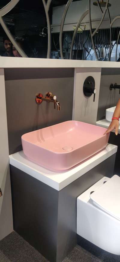 Pink Basin with Rose Gold Basin mixer this is very unique touch.

#LUXURY_INTERIOR