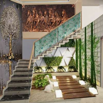 stairs designs #sayyedinteriordesigner  #StaircaseDecors  #LShapedStaircase  #doubleheight  #stairsgarden