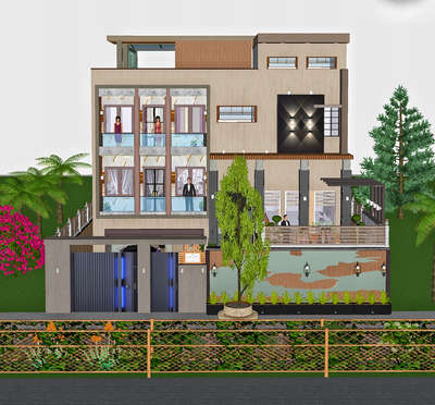 Modern Duplex House Front Elevation design