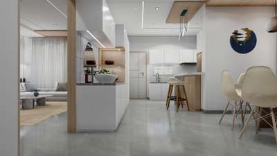 kitchen and dining
white theme
 .
. #Architect  #KitchenInterior  #ClosedKitchen  #LargeKitchen  #DiningChairs  #DiningTable  #HouseDesigns  #Designs  #Architectural&Interior