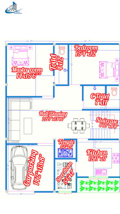 35'x45'House layout plan