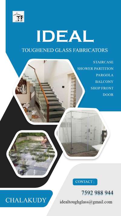 #Shower partition,Staircase, Balcony, Pergola, Frameless partition,Doors