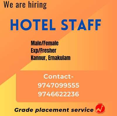 🚨 വിവിധ സ്ഥാപനങ്ങളിലേക്ക് സ്റ്റാഫിനെ ആവശ്യമുണ്ട്🚨

Grade Placement Service

താല്പര്യം ഉള്ളവർ 9747099555, 9746622236
എന്ന നമ്പറിൽ contact ചെയ്യുക

🚨STOREKEEPER
Male
Exp
📌Kannur 

🚨ACCOUNTANT
Exp
Male/Female 
📌 Kannur 

🚨CHEF
Exp
Male
Food+Accommodation 
📌Kannur, Mattanur 

🚨SALES+BILLING
Male
Exp
📌Kannur

🚨SALES
Exp/Fresher 
Male/Female 
📌Kannur

🚨MARKETING EXECUTIVE
Exp/Fresher 
Male 
📌 Kannur

Interested candidates please call or send your biodata

9747099555
9746622236

JOIN OUR GROUP FOR MORE INFORMATION
https://chat.whatsapp.com/IwP1b6qi4dJ6U3rg0PpylM


Follow our Instagram page for more vacancies....
https://instagram.com/gradeplacement?igshid=OGQ5ZDc2ODk2ZA==