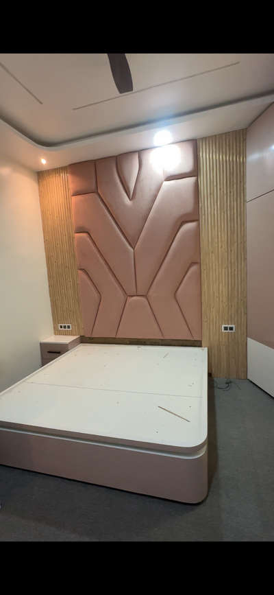 A bed wall design with sleek and elegant look  #simple