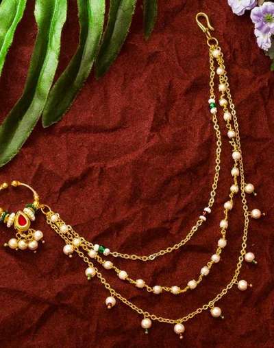 Kundan Ruby Pearl 1gm gold Plated nosepins Nathani Nosering with Chain
Name: Kundan Ruby Pearl 1gm gold Plated nosepins Nathani Nosering with Chain
Base Metal: Alloy
Plating: 1Gram Gold
Stone Type: Pearls
Type: Nose-ring with Chain (Nathni)
Multipack: 1
Sizes: Free Size
Nose pins nathani for bridal partywear
Country of Origin: India