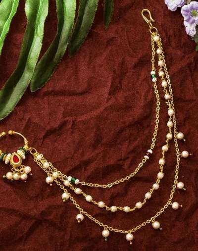 Kundan Ruby Pearl 1gm gold Plated nosepins Nathani Nosering with Chain
Name: Kundan Ruby Pearl 1gm gold Plated nosepins Nathani Nosering with Chain
Base Metal: Alloy
Plating: 1Gram Gold
Stone Type: Pearls
Type: Nose-ring with Chain (Nathni)
Multipack: 1
Sizes: Free Size
Nose pins nathani for bridal partywear
Country of Origin: India