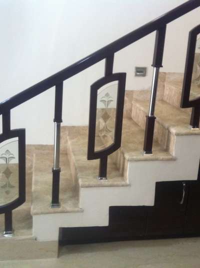 Teak wooden Steel combination with pasting Glass