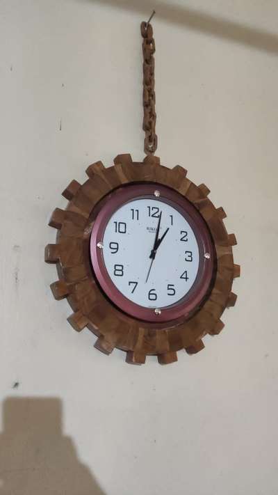 decorative clock with wooden chain links