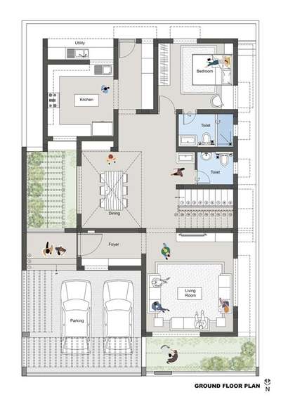 Ground floor  House plan  #HouseDesigns #SmallHouse
