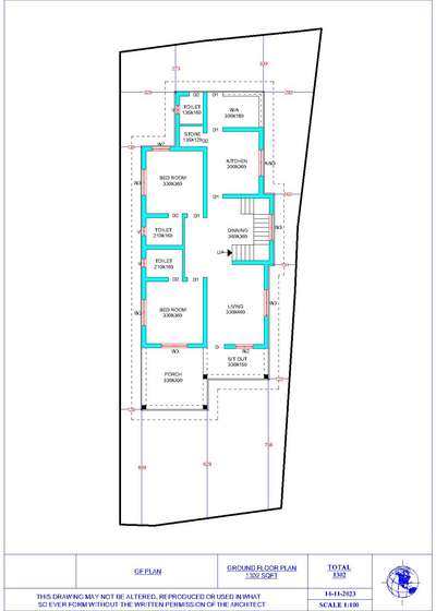 1302 sqft GF plan