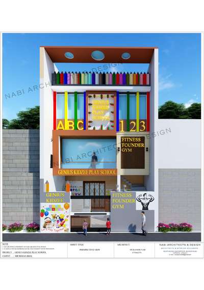 Commercial cum Play School
Design by :Nabi Architects
Contact: 8755602270
 #architecturedesigns #schoolplanning #moderndesign #ElevationDesign #3d #constructionsite #exterior_Work