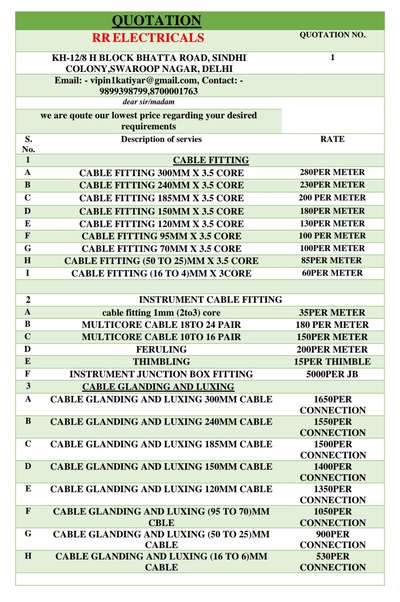 *electrical fittings rate as per square feet it's just a average rate not a fixed*
the rates are based on work and quality
we believe to give the customer best support after the work and build the best in class neat and clean  work