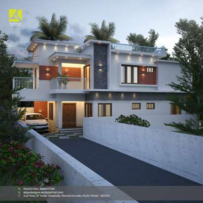 Exterior View 
ALIGN DESIGNS 
Architects & Interiors
2nd floor,VF Tower
Edapally,Marottichuvadu
Kochi, Kerala - 682024
Phone: 9562657062