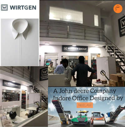 A minimal Office Designed for Wirtgen PVT. LTD. Indore Office. A Design inspired by Clients work culture and Identity. A look that signifies the brand identity of the client and gives the appearance of a mechanical engineering company office..
.
.
.
.
.
.
.
Designed by @interiordesigns.neelam 
.
.
.
.
#interiordesign #officedesign #wirtgen #indorecity