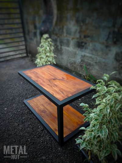 *Coffee table*
90×50×50 cms 
STEEL FRAME with TEAKWOOD POLISHED WOOD