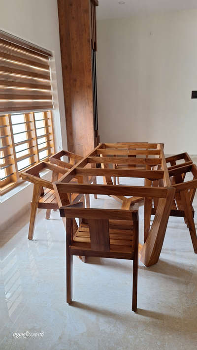 #6x4 dining table,,,6 chair ##carpenter# teak wood., top glass