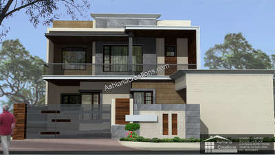 #elevation  #modern  #modernelevation  #front  #400sq.yrds  #ashianacreations.com  #exterior  #modernhouse  #automation  #vrf