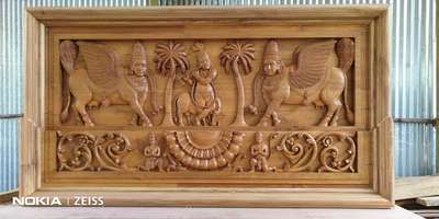wooden wall panel . krishna.with kamadhenu.