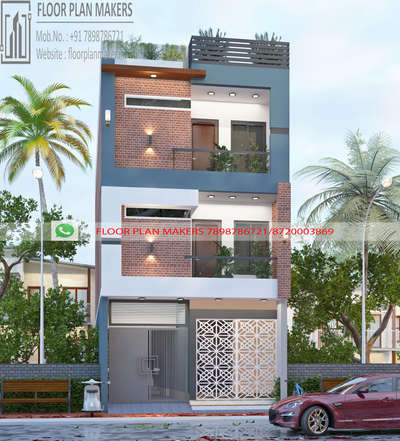 20 foot wide Elevation design by floor plan makers 
 #ElevationDesign 
#facadedesign 
 #structuralengineering 
 #CivilEngineer 
 #Architect