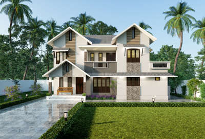 Exterior 3D Design  # keralahomes  #ElevationHome  #HouseDesigns  #50LakhHouse