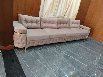 Chesterfield sofa with gold aluminium strips