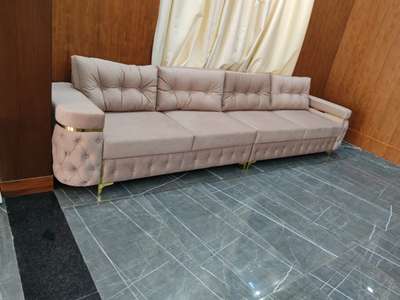 Chesterfield sofa with gold aluminium strips