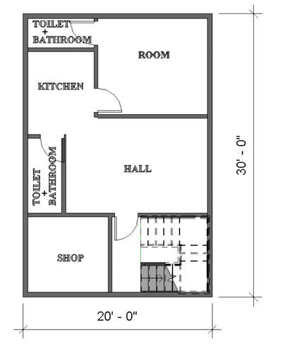 20*30 House plan with shop in front
