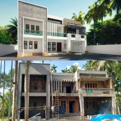 3200 sqft 4bhk plastering progress