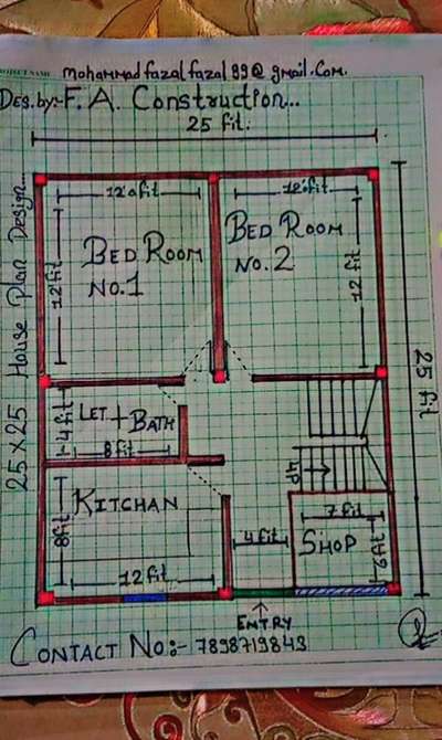 Middle class house plan .... 
25×25 sq. fit plot

more design  content me 
7898719843 😊😊