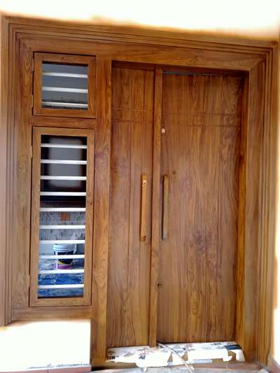 steel door with windows
teak wood finish with polyurethane mat