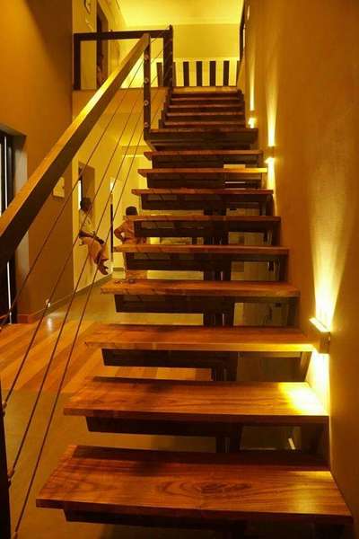 metal staircase with wood