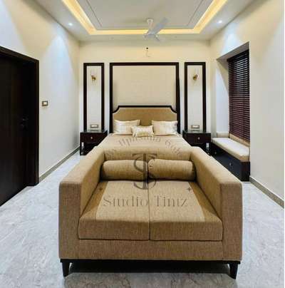 Modern classic bedroom design 
#bedroomdesign#wooden work#falseceilingdesign#baywindow
#moldingsonwall#earthycolors#residential#homedecor#homeintrtiors