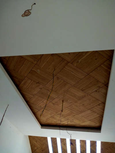 fall ceiling with veneer designing
