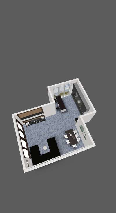 living+dining+kitchen 51m2..3d model